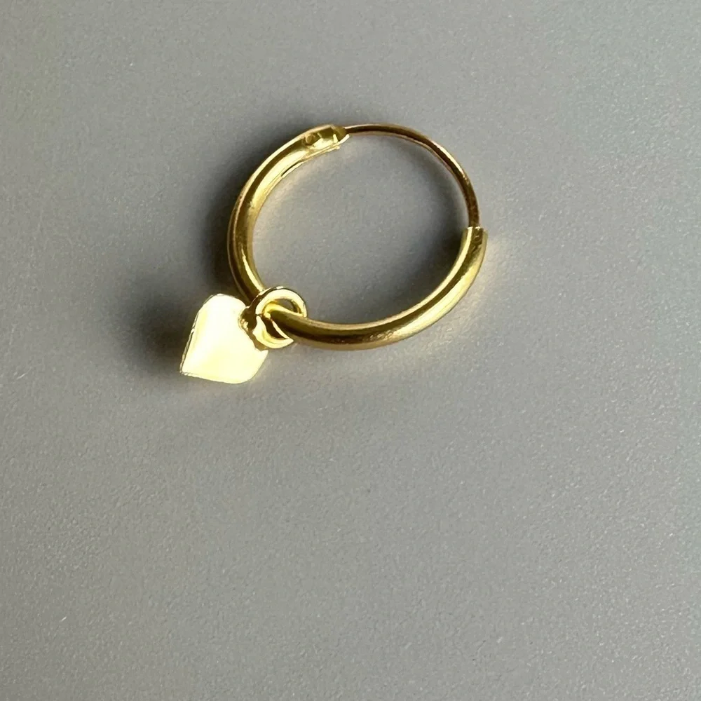 14K Gold Vermeil Hoops with Hanging Heart